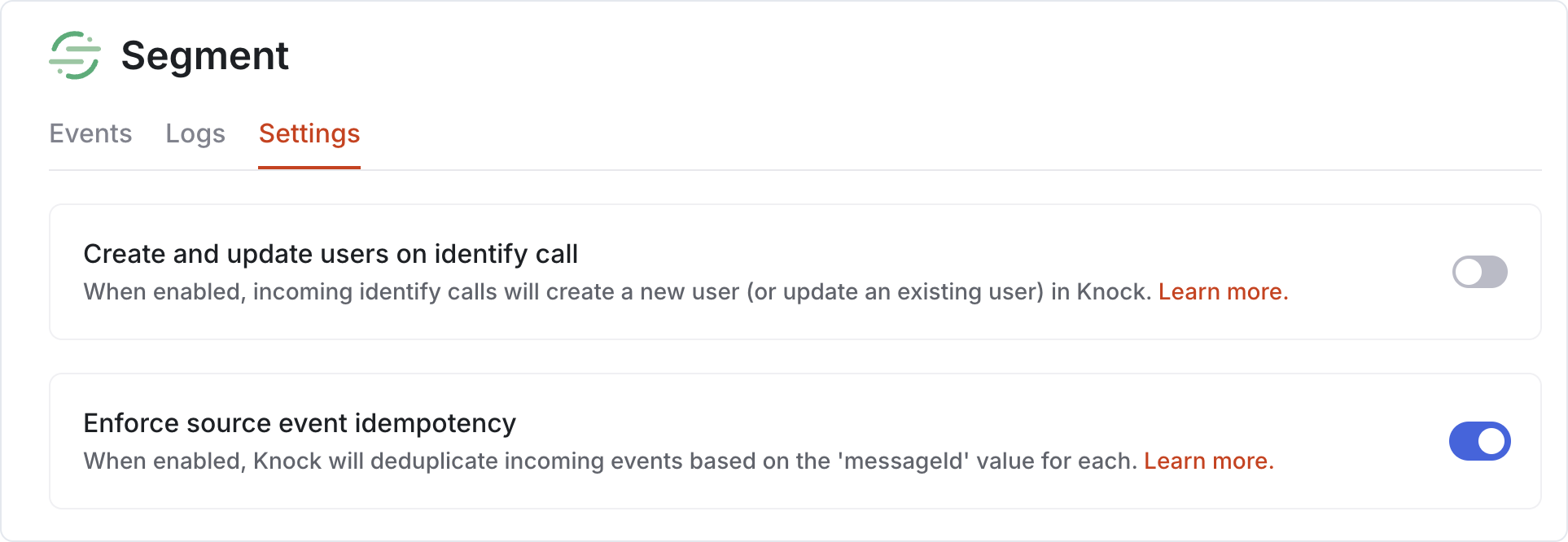 A screenshot of where to configure idempotency for your Source.